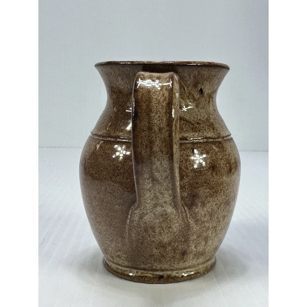 Old‎ Sturbridge Village Pottery Primitive Brown Glaze Handmade Jug 3.5